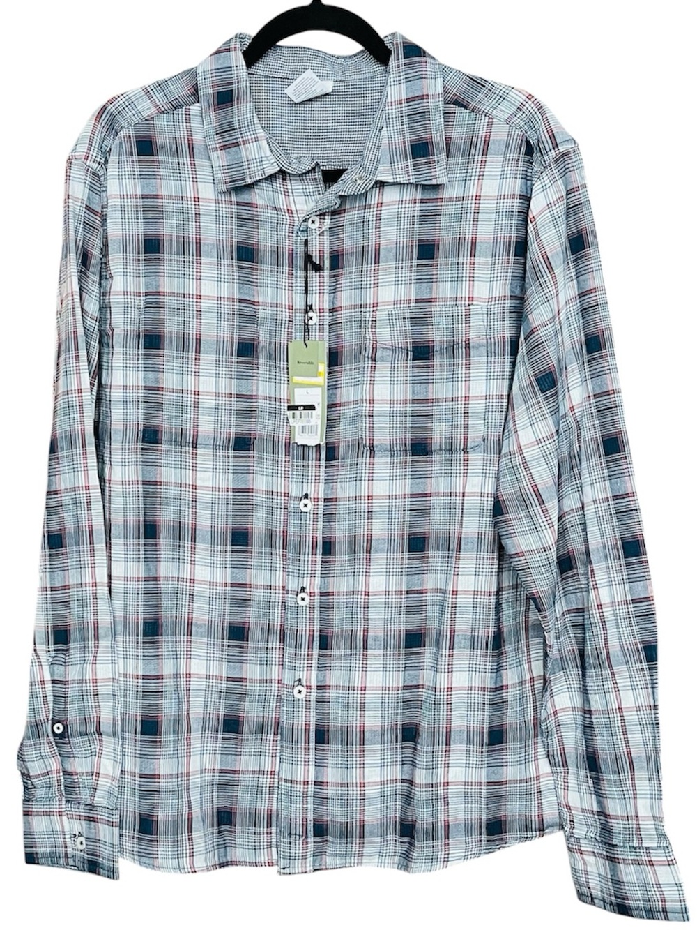 Goodfellow & Co Plaid Button-Down Reverse Shirt Size Large